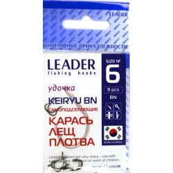 Гачки для лову риби, Leader Keiryu, 9шт/уп, колір BN №6